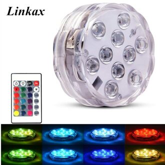 Afstandsbediening 10 Led Rgb Onderwater Licht Vijver Dompelpompen IP68 Waterdichte Outdoor Zwembad Licht Voor Vaas Wedding Party