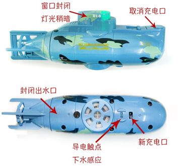 Afstandsbediening Boot Mini Rc Submarine Waterdichte Duiken Speelgoed Simulatie Model Cadeau Voor Kinderen Jongens Meisjes blauw