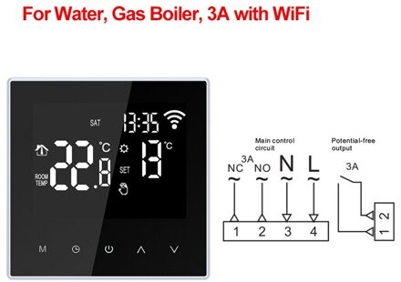 Afstandsbediening Tuya Wifi Slimme Thermostaat, Elektrische Vloerverwarming Water/Gas Boiler Temperatuur Ondersteuning Voice Control WiFi 3A Gas Boiler