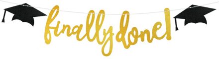 Afstuderen Banners Goud Papier Brief Vlaggen Bunting Papier Guirlande Voor Gratuation Party Decoratie Congrats Grad Gefeliciteerd C03 finally done