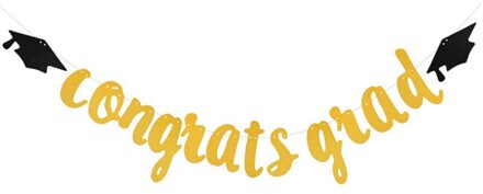 Afstuderen Banners Goud Papier Brief Vlaggen Bunting Papier Guirlande Voor Gratuation Party Decoratie Congrats Grad Gefeliciteerd C05 congrats grad