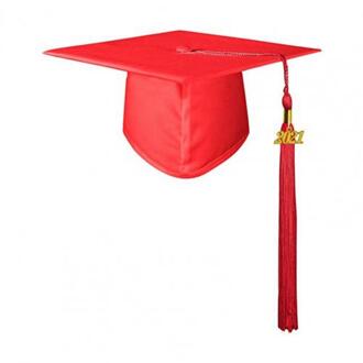 Afstuderen Hoed Unisex Decoratieve Polyester Volwassen Afstuderen Kwastje Cap Voor Bachelor Rood