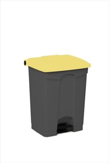Afvalbak Met Pedaal – 70 Liter, 500x410x670 Mm, Grijs Met Geel Deksel