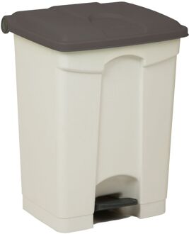 Afvalbak Met Pedaal – 70 Liter, Wit Met Blauw Deksel