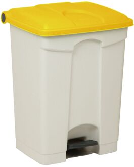 Afvalbak Met Pedaal – 70 Liter, Wit Met Blauw Deksel