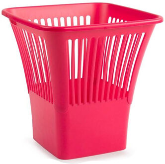 Afvalbak/vuilnisbak/kantoor prullenbak - plastic - fuchsia roze - 30 cm