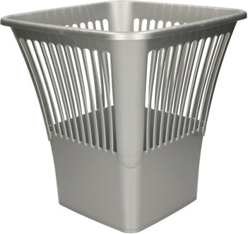 Afvalbak/vuilnisbak/kantoor prullenbak - plastic - zilvergrijs - 30 cm