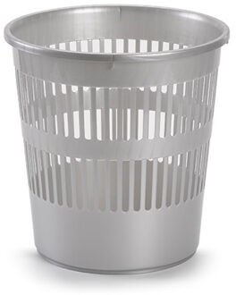 Afvalemmer - 10L - 28 cm - kunststof - zilverkleurig