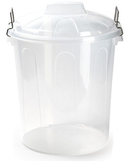 afvalemmer - 2x - transparant - 21L - kunststof - H42 cm - met deksel