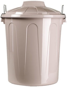Afvalemmer met deksel - taupe - 21L - kunststof - 42,5 cm