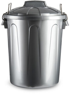 Afvalemmer met deksel - zilver - 21L - kunststof - 42 cm