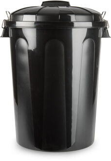 afvalemmer/vuilnisemmer - kunststof - zwart - 70 liter - deksel - 47 x 52 x 67 cm