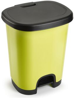 Afvalemmer/vuilnisemmer/pedaalemmer 18 liter in het kiwi groen/zwart met deksel en pedaal - Pedaalemmers