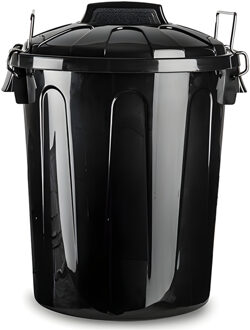 afvalemmer - zwart - 21L - kunststof - H42 cm - met deksel