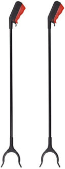 Afvalgrijper/grijphulp/grijptang - 10x - multifunctioneel - draaibare kop - 80 cm - kunststof - zwar