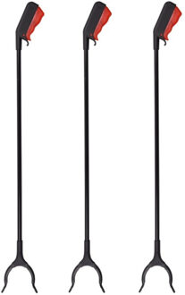 Afvalgrijper/grijphulp/grijptang - 5x - multifunctioneel - draaibare kop - 80 cm - kunststof - zwart