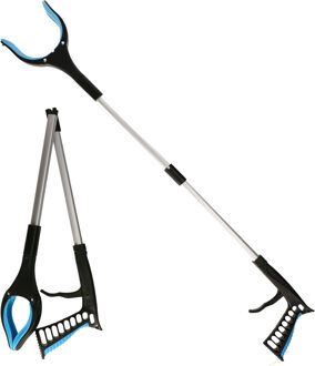 Afvalgrijper/grijptang - 2x - opvouwbaar - 81 cm - aluminium/kunststof - magnetische grip kaak