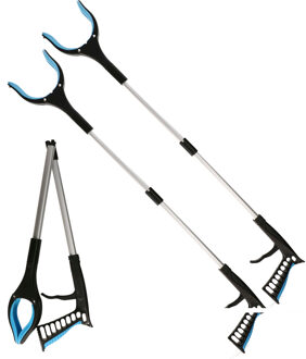 Afvalgrijper/grijptang - 3x - opvouwbaar - 81 cm - aluminium/kunststof - magnetische grip kaak