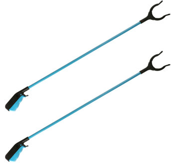 Afvalgrijper/vuilnisgrijper - 2x stuks - lange steel - 83 cm - zonder te bukken - oppaktang