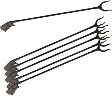 Afvalgrijper/vuilnisgrijper - 6x - zwart - lange steel - 83 cm - zonder te bukken - oppaktang