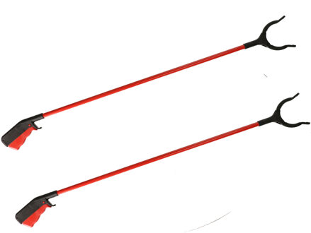 Afvalgrijper/vuilnisgrijper met lange steel - 2x stuks - 83 cm - zonder te bukken - oppaktang