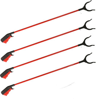 Afvalgrijper/vuilnisgrijper met lange steel - 4x stuks - 83 cm - zonder te bukken - oppaktang