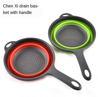 Afvoer Mand Met Handvat Ronde Opvouwbare Fruitmand Plantaardige Mand Keuken Levert Huishoudelijke Plantaardige Mand Rood