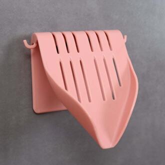 Afvoer Zeepkist Sucker Zeephouder Gerecht Badkamer Organizer Opbergdoos Plastic Lade Houder Container Muur Gemonteerde Punch-gratis roze