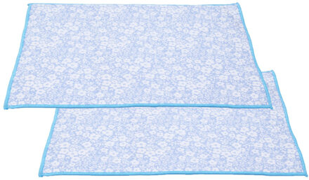 Afwas afdruipmat keuken - 2x - absorberend- microvezel - blauw - 40 x 48 cm