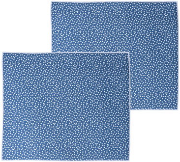Afwas afdruipmat keuken - 2x - absorberend - microvezel - blauw stip - 40 x 48 cm