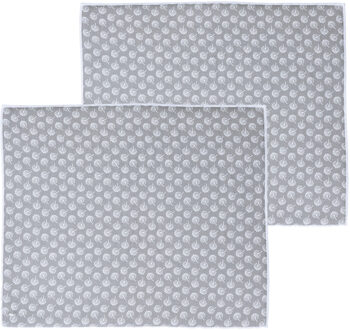 Afwas afdruipmat keuken - 2x - absorberend - microvezel - grijs bloem - 40 x 48 cm