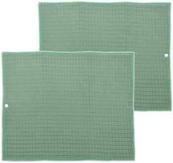 Afwas afdruipmat keuken - 2x - absorberend- microvezel - groen - 40 x 48 cm