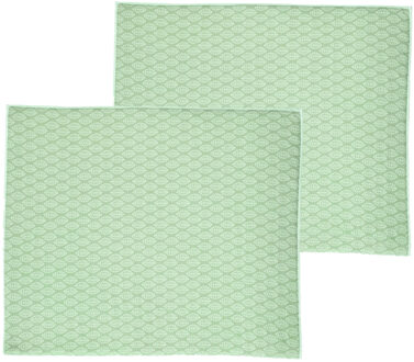 Afwas afdruipmat keuken - 2x - absorberend - microvezel - groen blad - 40 x 48 cm