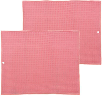 Afwas afdruipmat keuken - 2x - absorberend- microvezel - roze - 40 x 48 cm