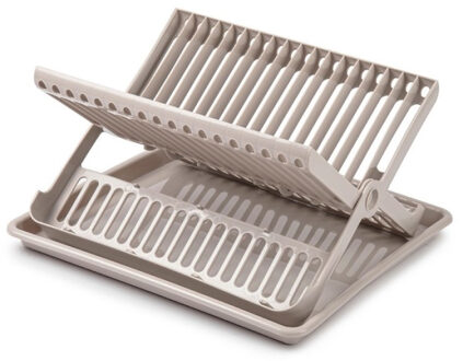 Afwas afdruiprek met lekbak - beige - kunststof - 37 x 33 x 21 cm