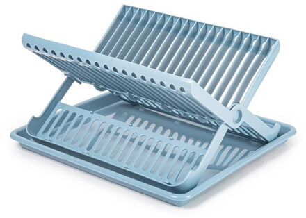 Afwas afdruiprek met lekbak - blauw - kunststof - 37 x 33 x 21 cm - afwassen en drogen