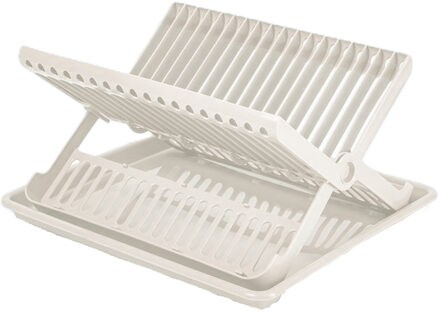 Afwas afdruiprek met lekbak - wit - kunststof - 37 x 33 x 21 cm - afwassen en drogen