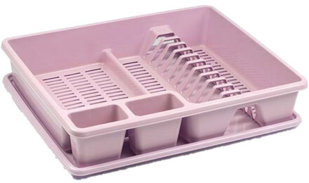Afwas afdruiprek - roze - kunststof - 48 x 38 x 9 cm - met lekbak