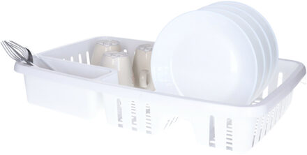 Afwas afdruiprek - wit - kunststof - 30 x 46 x 8 cm - afwassen en drogen