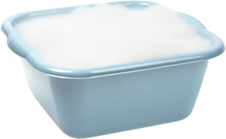 Afwasbak en huishoud teil - 10 liter - lichtblauw - kunststof - 36 x 34 x 14 cm