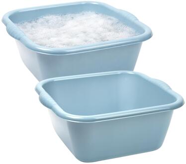 Afwasbak teil - 2x - 20 liter - licht blauw - kunststof - 46 x 42,5 x 19 cm