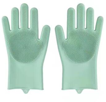 Afwassen Schoonmaak Handschoenen Siliconen Rubber Afwas Handschoenen Voor Huishoudelijke Scrubber Keuken Clean Tool Scrub 1 Paar groen