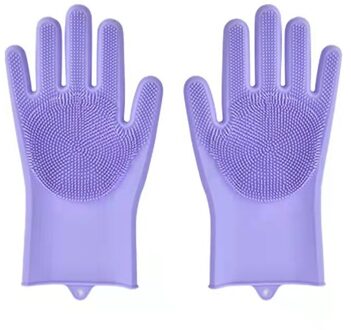 Afwassen Schoonmaak Handschoenen Siliconen Rubber Afwas Handschoenen Voor Huishoudelijke Scrubber Keuken Clean Tool Scrub 1 Paar paars