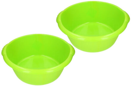 Afwasteil - 2x stuks - 15L - rond - groen - 42 x 17 cm - afwasbak