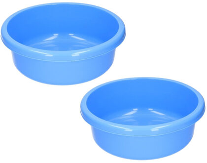 Afwasteil - 2x stuks - kunststof - blauw - 9 liter - afwasbak / teiltje - Camping - Schoonmaak