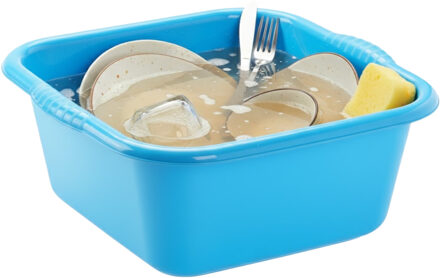 afwasteil - afwasbak - vierkant - kunststof - 10 liter - 36 x 34 x 15 cm - Blauw