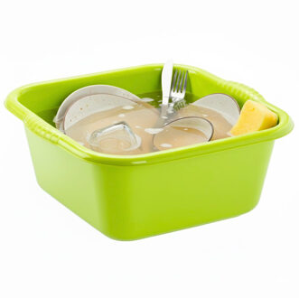 afwasteil - afwasbak - vierkant - kunststof - 10 liter - 36 x 34 x 15 cm - Groen