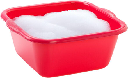 afwasteil - afwasbak - vierkant - kunststof - 15 liter - 39 x 16 cm - Rood - wasteil