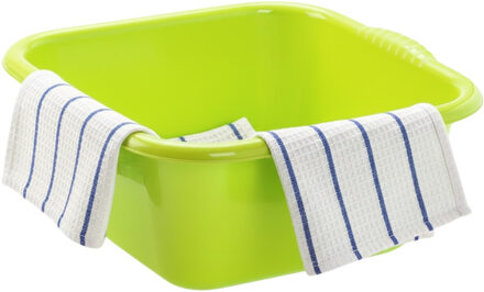 Afwasteil - afwasbak - vierkant - kunststof - 6 liter - 31 x 29 x 13 cm - Groen