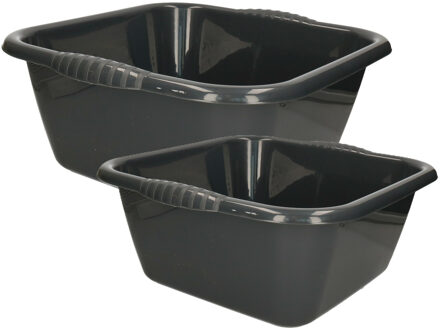 afwasteilen set - afwasbak - kunststof - 15 en 20 liter - Antraciet - huishoud emmers